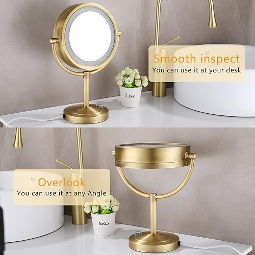 Miniatura 3 de Espejo de maquillaje LED de 8.5 pulgadas con aumento de 10X, tiene luces de tres colores, espejo de baño extensible, mesa de dos caras, acabado de