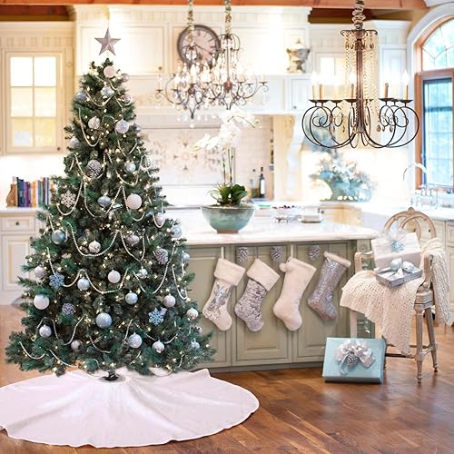 Miniatura 76 de Faldón para árbol de Navidad, brillante de color negro, para interiores y exteriores, 36 pulgadas. Negro brillante