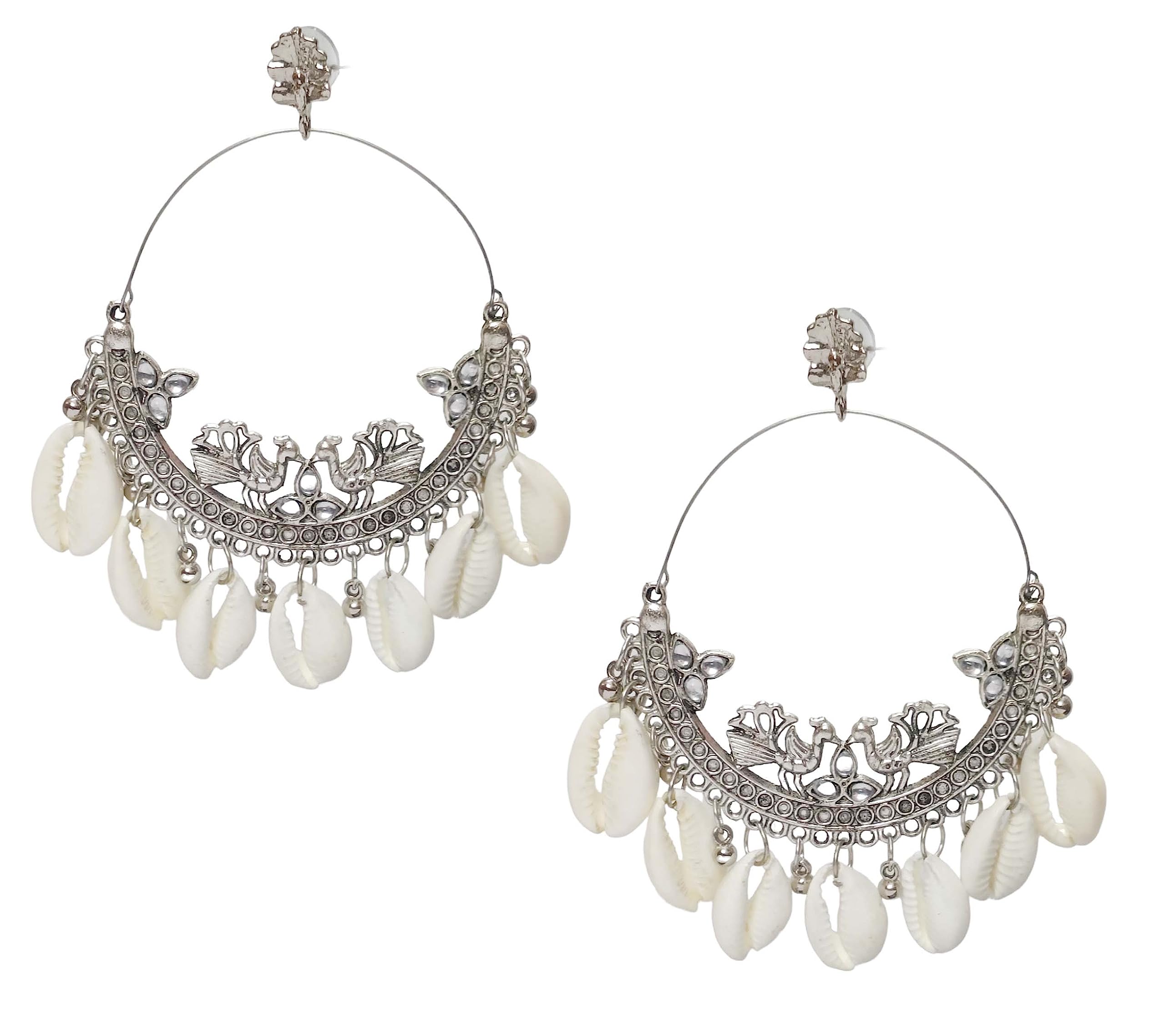 Total Fashion Boho Style Jewellery Afghani Artificial Shell Oxidised Silver Chandbali Dangler Earrings for Women Girls (B0C9Y34RB3) Amazon Price History, Amazon Price Tracker