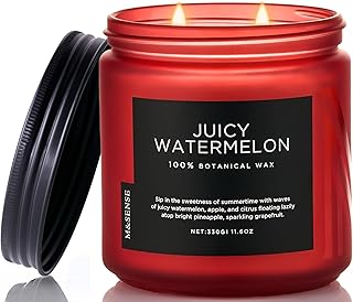 M&SENSE Juicy Watermelon Scented Candle - 11.6oz Clean Non Toxic Natural Soy Wax 70-Hour Burn Long Lasting Candle, 2-Wick Fruit Scent for Home Decor & Housewarming Gifts - Fragrance for Women & Men