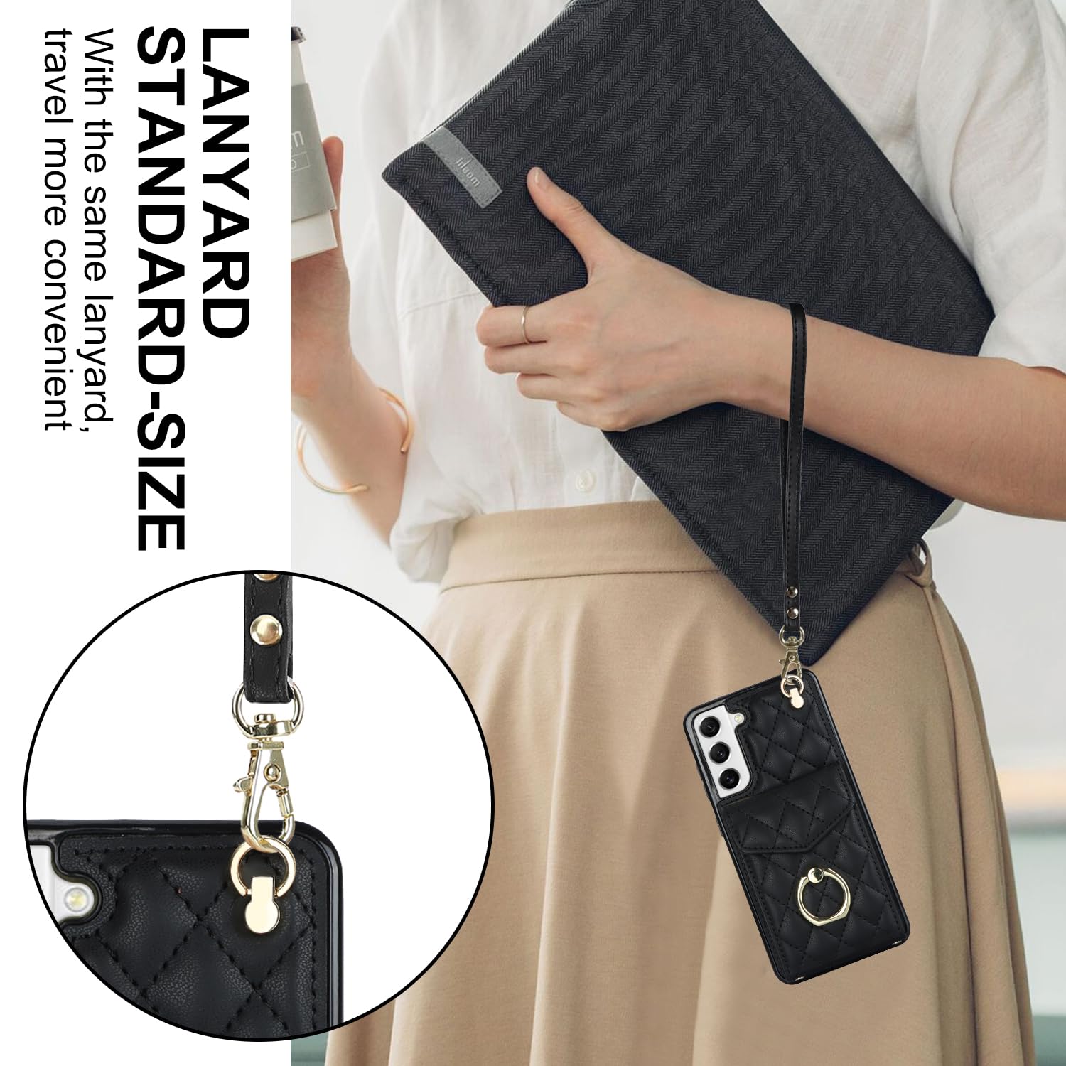 Asuwish Handyhülle für Samsung Galaxy S21 FE 5G Wallet Cover mit gehärtetem Glas Displayschutzfolie und Crossbody-Ring RFID Blocking Card Holder Cell S 21 EF S21FE5G UW S21FE 21S G5 6,4 Zoll Frauen