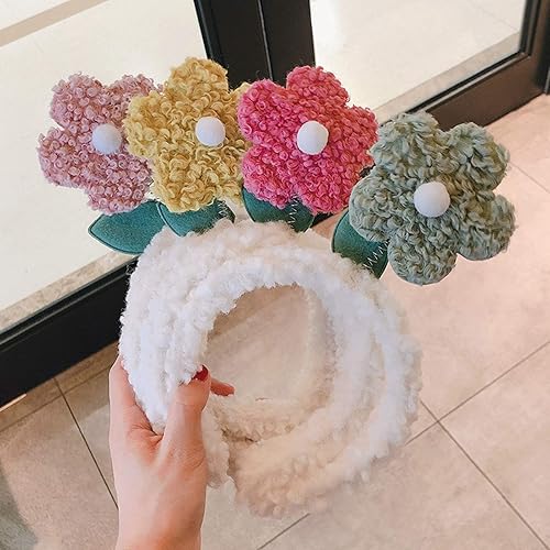 Miniatura 6 de Diademas para mujeres y niñas, diadema para la cabeza, linda diadema de flores de dibujos animados suave para invierno y otoño, aro para el cabello,