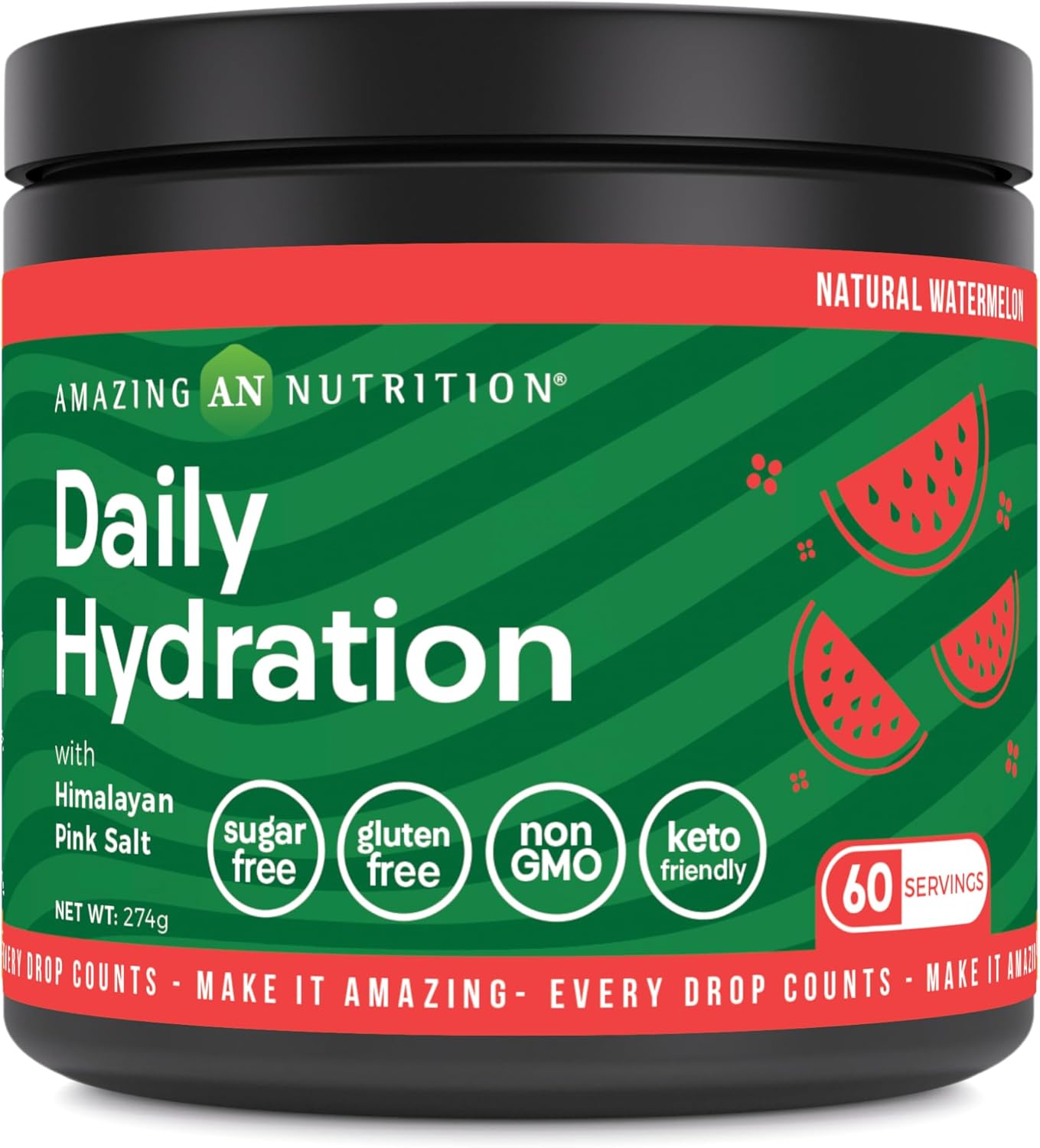 Amazing Nutrition Daily Hydration, Electrolyte Powder 30 Servings | Packed with Essential Minerals | Sugar-Free | Keto Friendly | Non-GMO | Gluten-Free (60 Servings | Natural Pineapple)