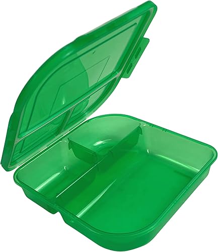 grande para llevar 3 compartimientos contenedor de comida, 9.8 in x 9.6 in x 2.6 in, reutilizable, apto para microondas, verde