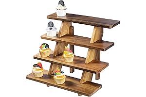 MyGift 4-Tier Acacia Wood Cupcake Stand: Cascading Display Riser