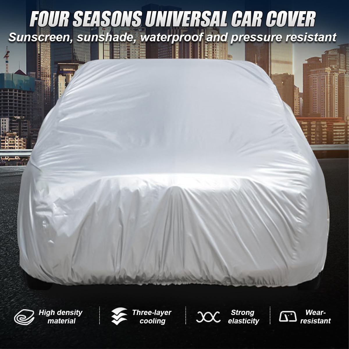 JNNJ Housse De Voiture Complète Universelle, Imperméable Et Respirante, Protection Contre Pluie, Poussière, Soleil Et UV, pour L'extérieur Et L'intérieur (3M)