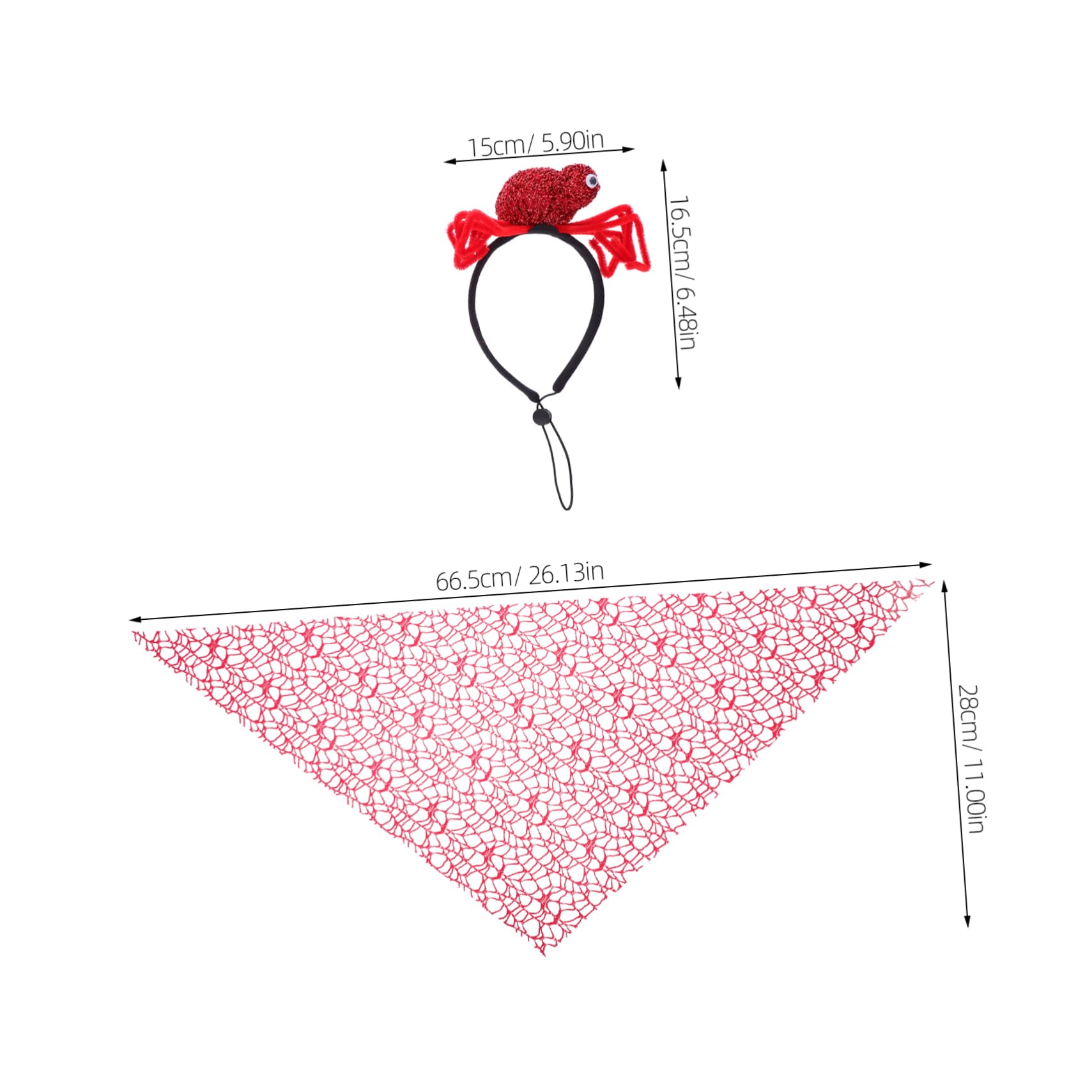 Bandana Mignon pour Chien Halloween, Lot de 2, Polyester Rouge | Bandeau Araignée, Accessoires pour Chiens Halloween, Costume Halloween pour Chien