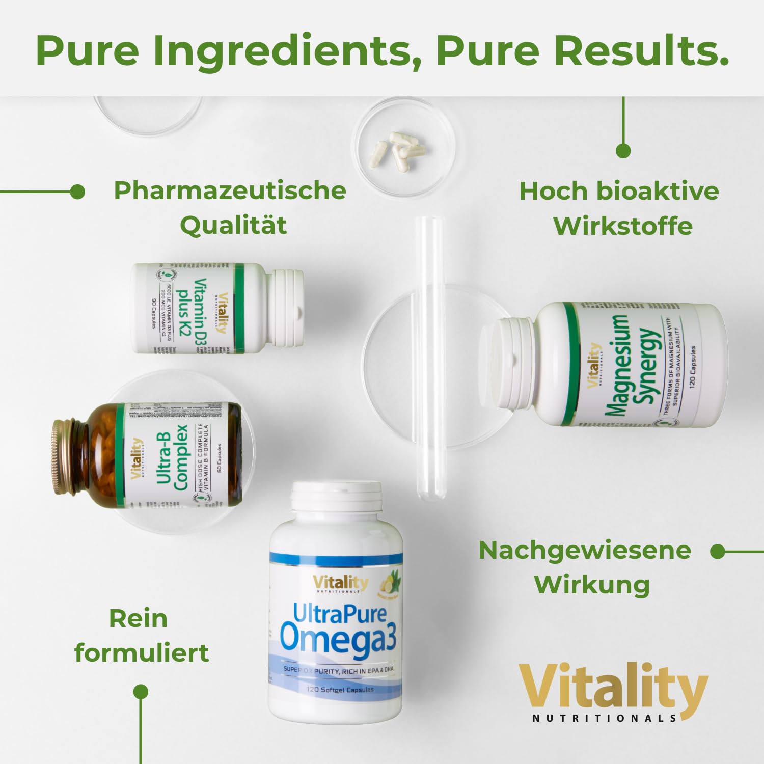 Complete Vitamin E Kapseln I Natürliches D-Alpha-Tocopherol und Tocotrienol mit hoher Bioverfügbarkeit (60 Stk) Antioxidans für Haut Haare Augen Muskeln Vitality Nutritionals by VitaminExpress
