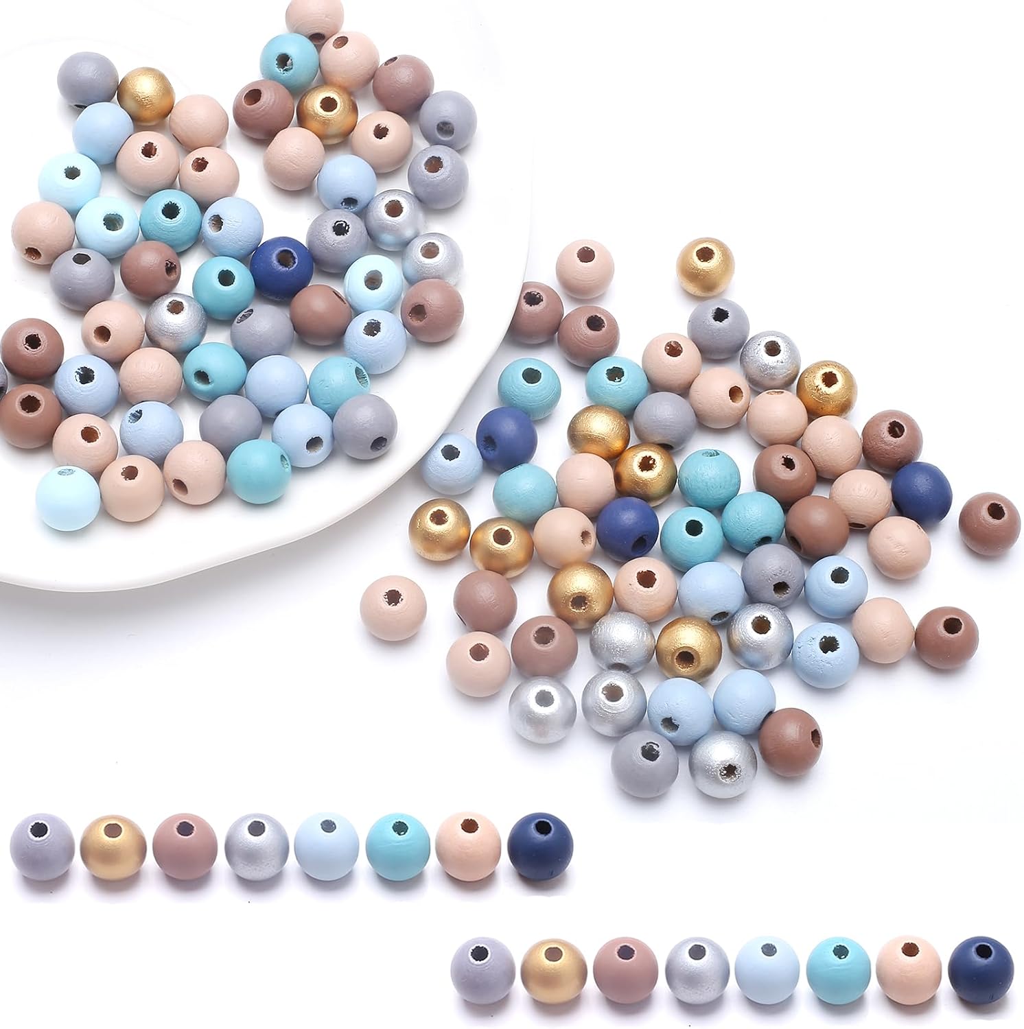 DAHI 500PCS Colorful Wooden Beads 10mm Wood Bead Round Blue Assorted Color Natural Wooden Beads for DIY Jewelry Making (Color -10mm) - Image 4