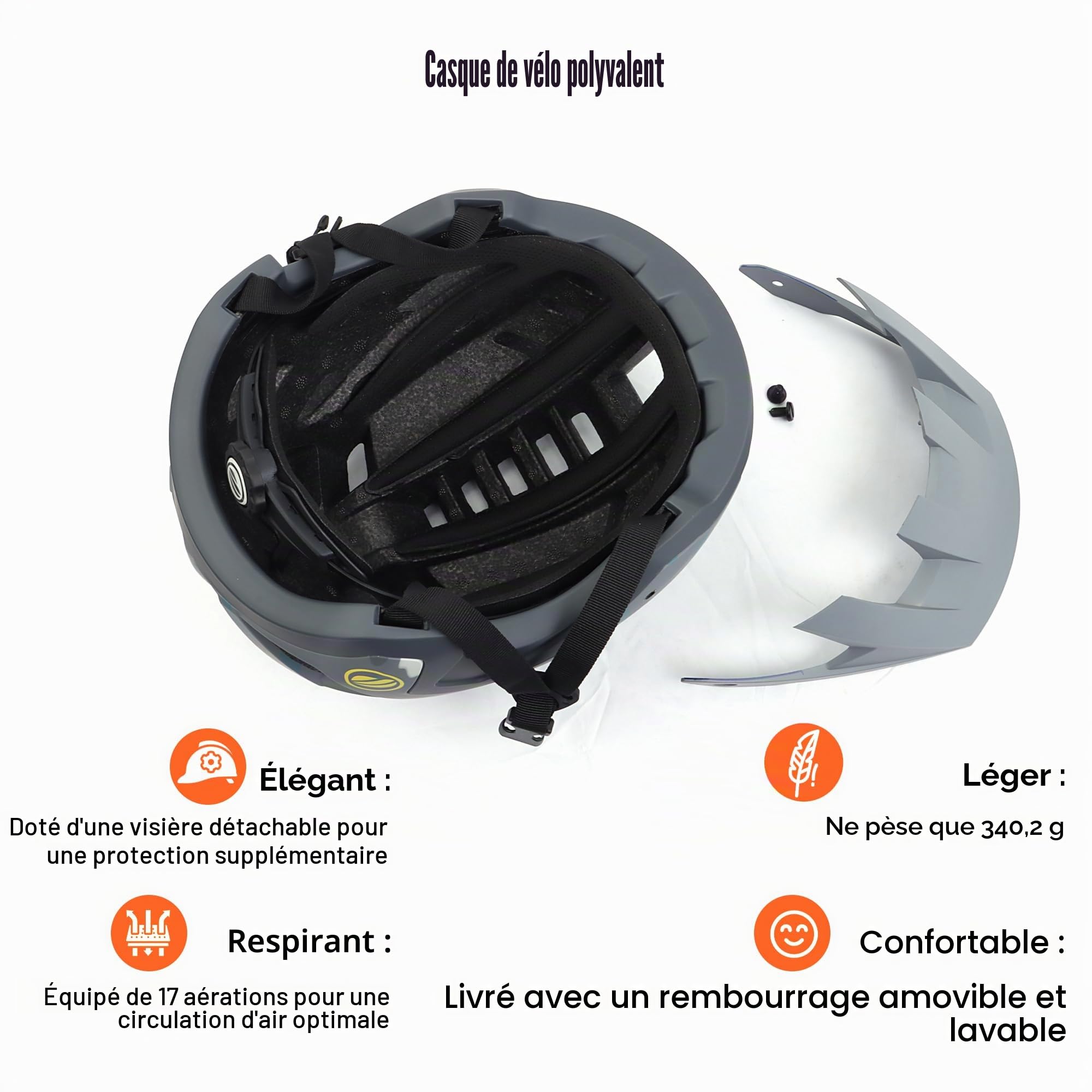 DKONI Casque de VTT léger avec visière et coque en polycarbonate pour adultes, jeunes, hommes et femmes