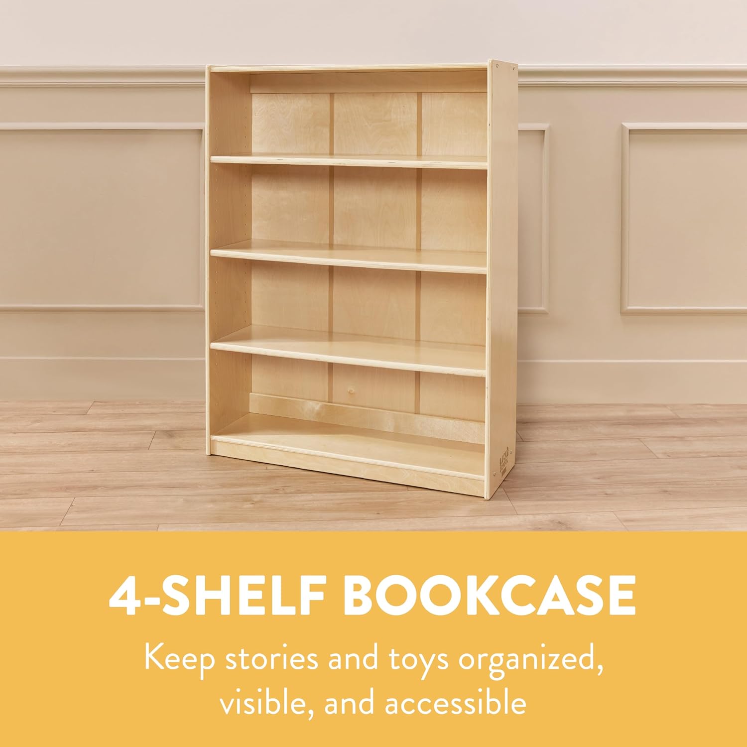 4-Shelf Adjustable Bookshelf, 48" H, Kids Furniture, Natural
