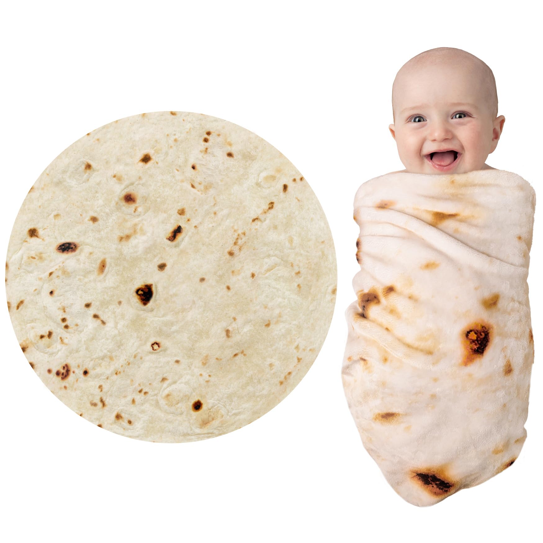 Jorbest Burritos Tortilla Baby Blanket, 285 GSM Soft Flannel Baby Burritos Swaddle Taco Blanket Funny Gifts for Shower Boys and Girls 0-3 6 9 Months Toddler Newborn (Yellow, 36 inches)