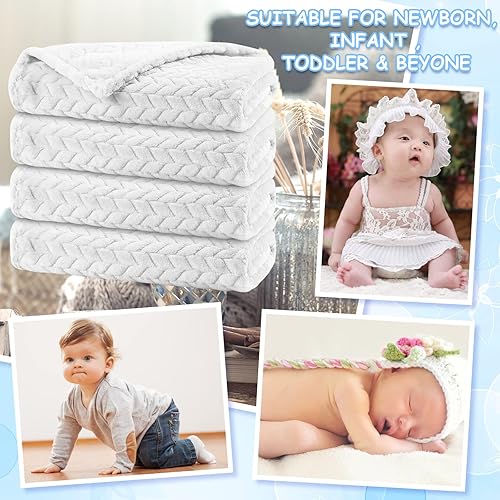 Miniatura 4 de Chumia 4 piezas de manta de franela acogedora manta de invierno suave y cálida para recién nacidos, manta de invierno para recién nacidos,