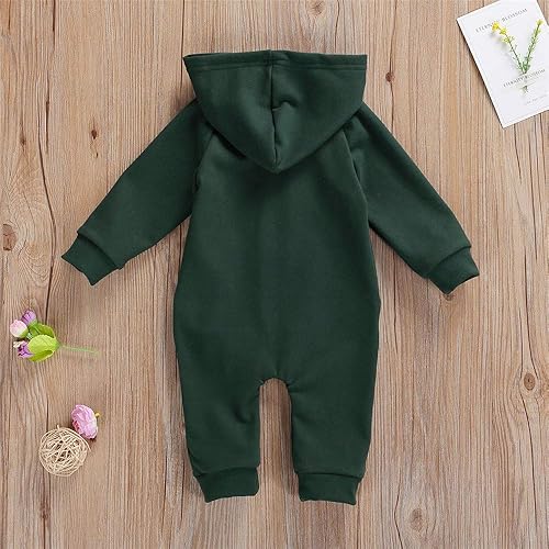 Miniatura 3 de FYBITBO Mameluco con capucha y cremallera para bebés, niños y niñas, mameluco de manga larga para otoño e invierno, ropa cálida