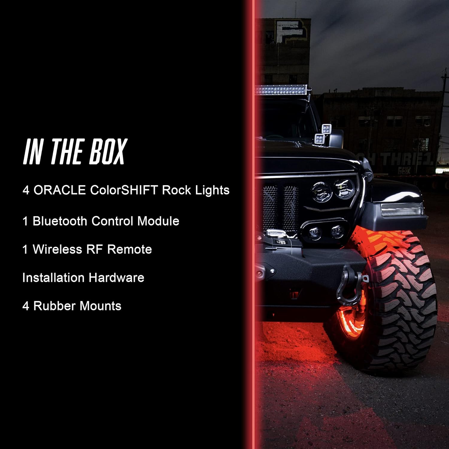 ORACLE LIGHTING ColorSHIFT LED Underbody Rock Light Kit – Car Underglow Lights with Bluetooth & Remote Control, 4-Piece, Part # 5818-333