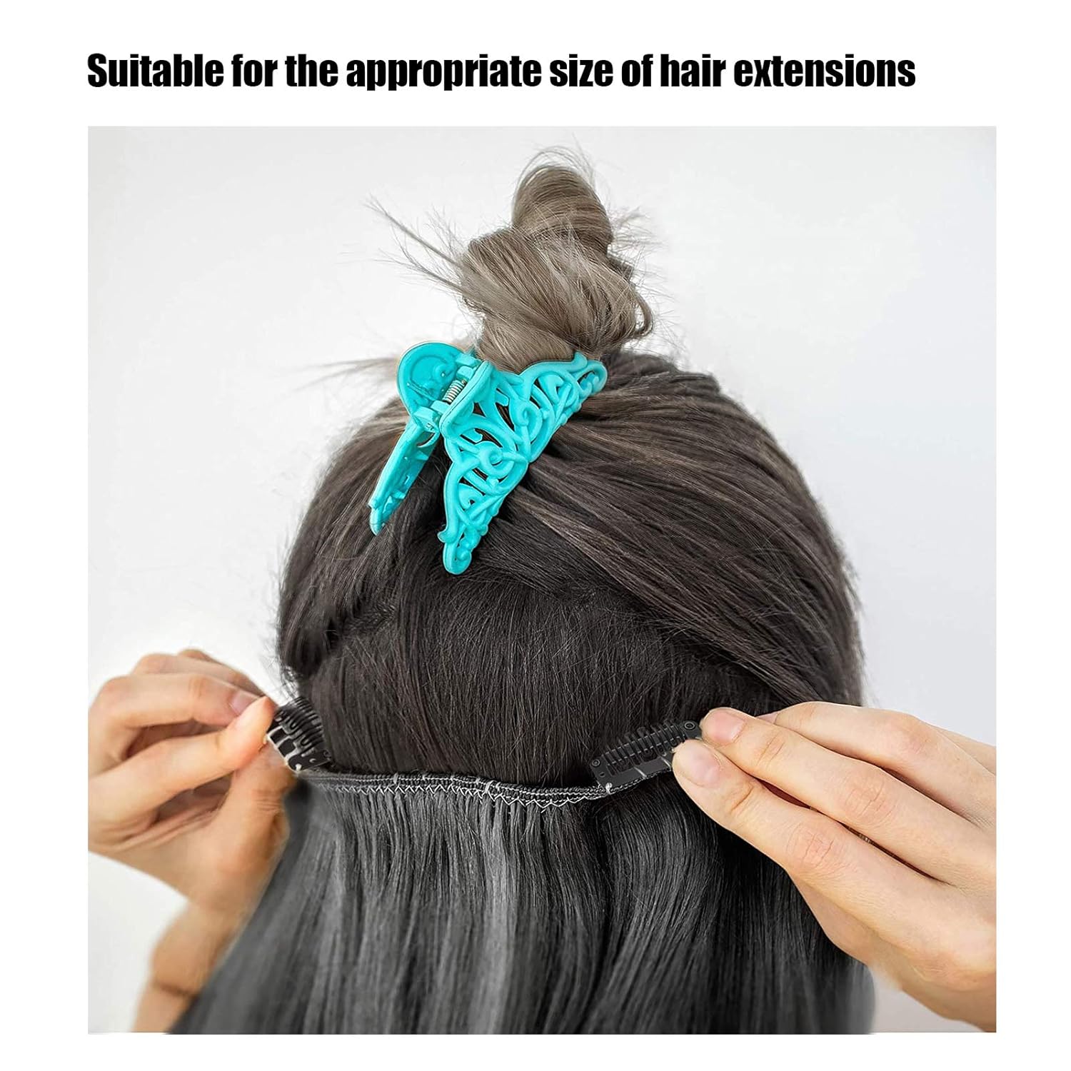 1000pcs 2.8U Hair Clips for Hair Extensions, Wigs, Black Iron Snap Clips, U Shaped Clamps with 6 Teeth, & Easy to Use for & Salon (1.1in)