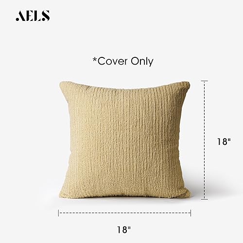 Miniatura 4 de AELS Juego de 2 fundas de almohada decorativas de piel sintética a rayas de 18 x 18 pulgadas, fundas de almohada de felpa con textura de acento para