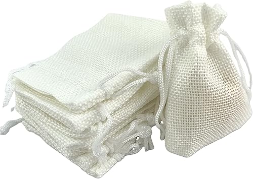 Miniatura 1 de Palmhomee Paquete de 25 bolsas de regalo de arpillera con cordón, bolsas de joyería de lino, bolsas de yute de arpillera para joyas de cumpleaños y