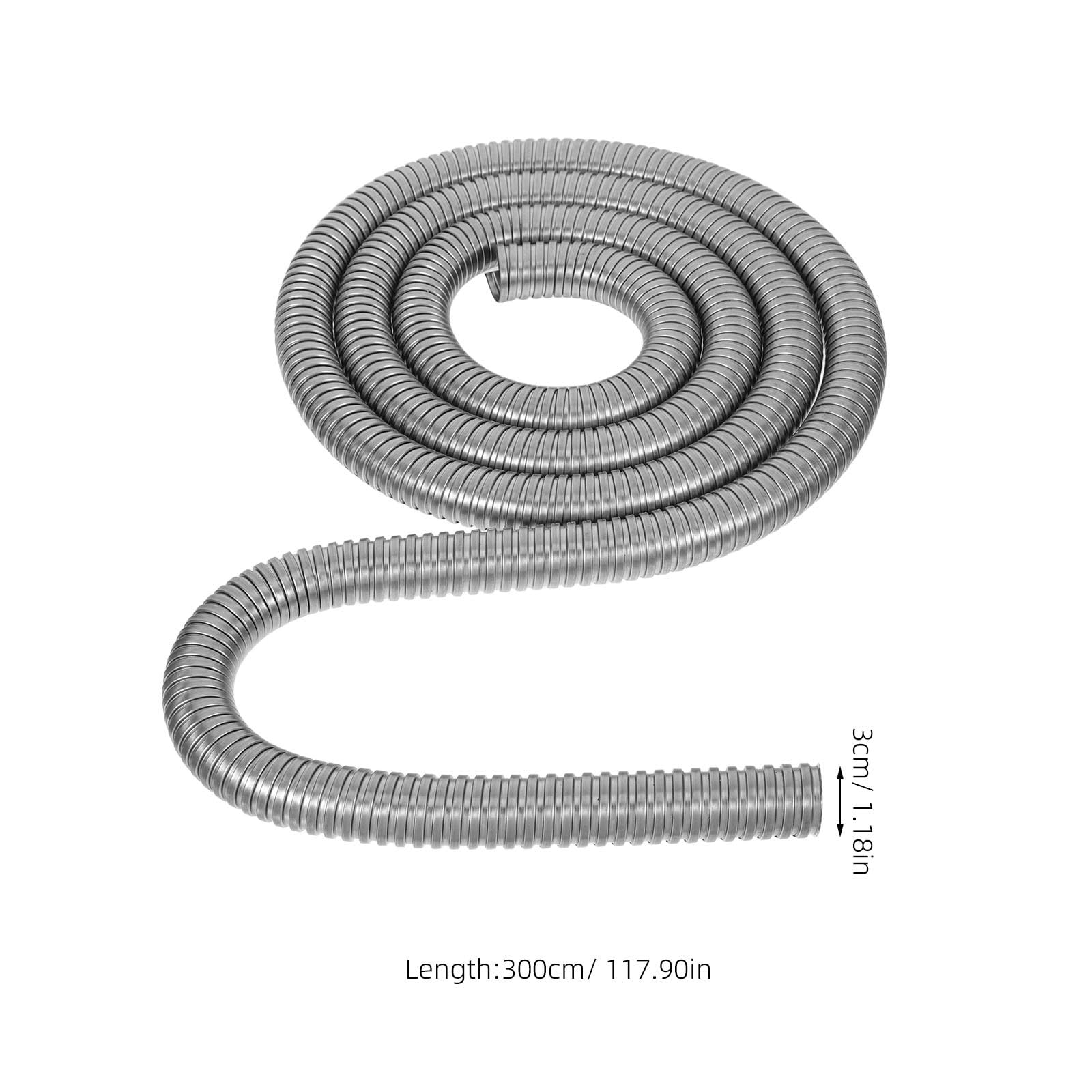 Metallschutzschlauch, Spiralschlauch, flexibel, aus Edelstahl, 2,5 cm x 3 m, für die Sicherheit der elektrischen Verkabelung in Landschaftsbeleuchtungsprojekten