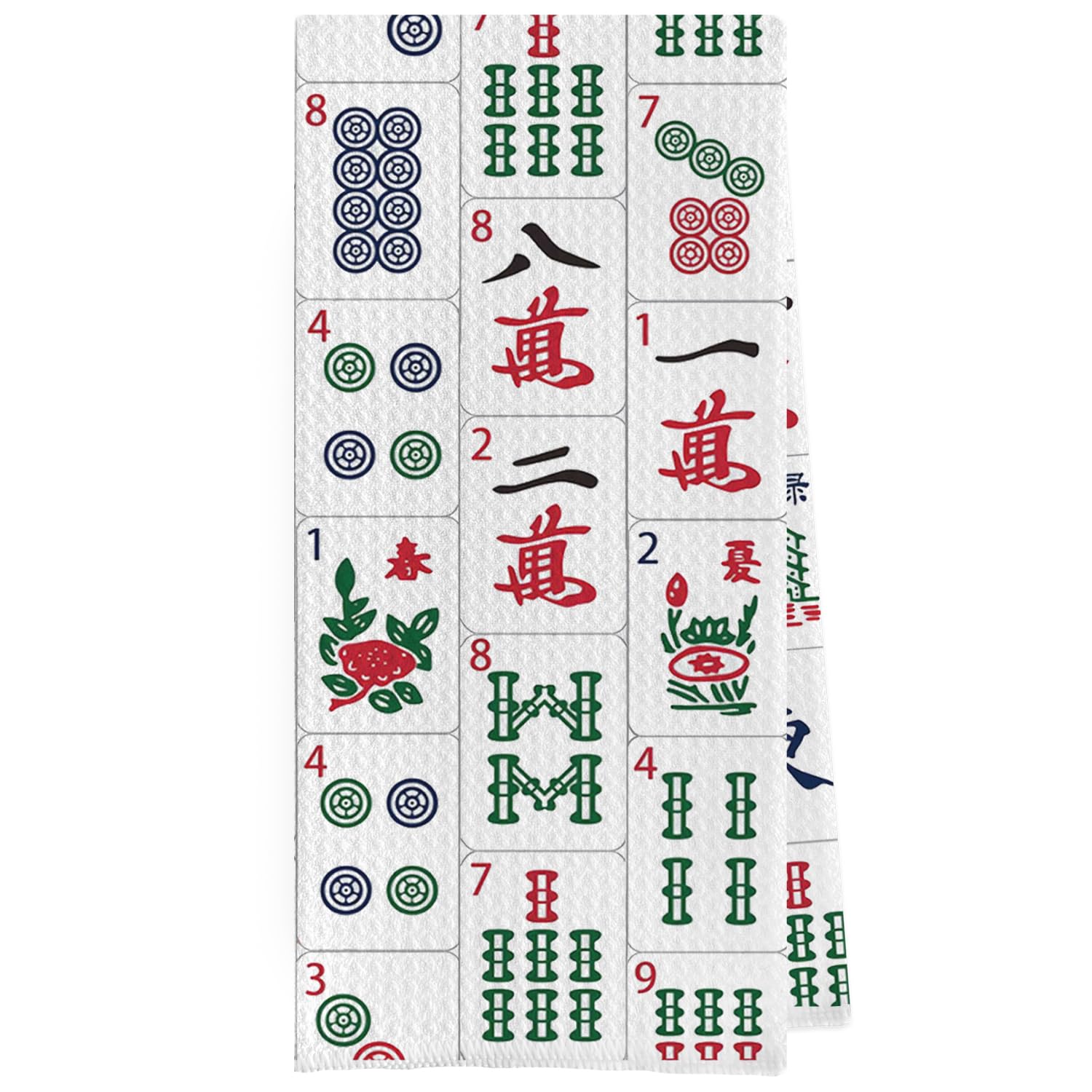 Mahjong Gifts Dish Towels - Mahjong Decorative Waffle Weave Kitchen Towels, Hand Tea Towel for Kitchen Bathroom (16×24 Inches)