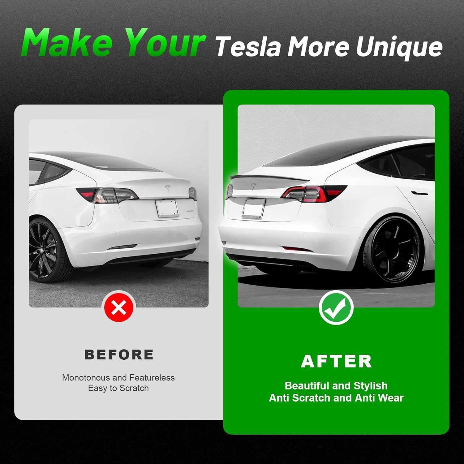 Spoiler for Tesla Model 3 ABS Material Rear Trunk Lip Spoiler Tail Wing Compatible with 2017-2023 Tesla Model 3 (Matte Black)