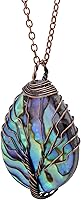 Vista 1 de Hand Wrapped Abalone Shell Tree of Life Pendant Necklace Small, Bronze Wire