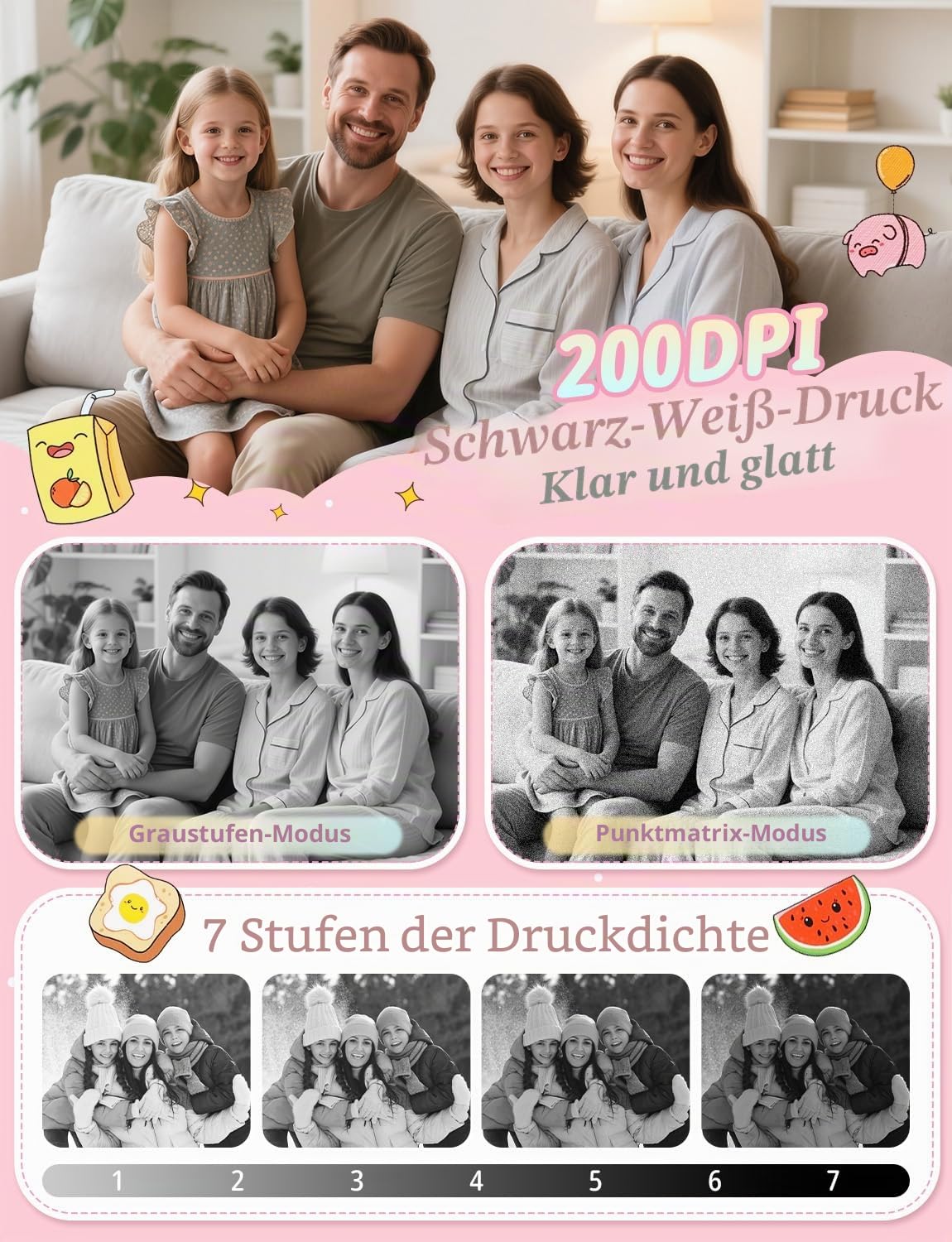 YOHOOLYO Sofortbildkamera Kinder 2,4 Zoll 1080P HD Kinderkamera mit 3 Rollen Druckpapier 32GB Karte Farbigen Stiften Aufkleber Geschenke für Jungen und Mädchen 3-12 Jahre (Rosa)