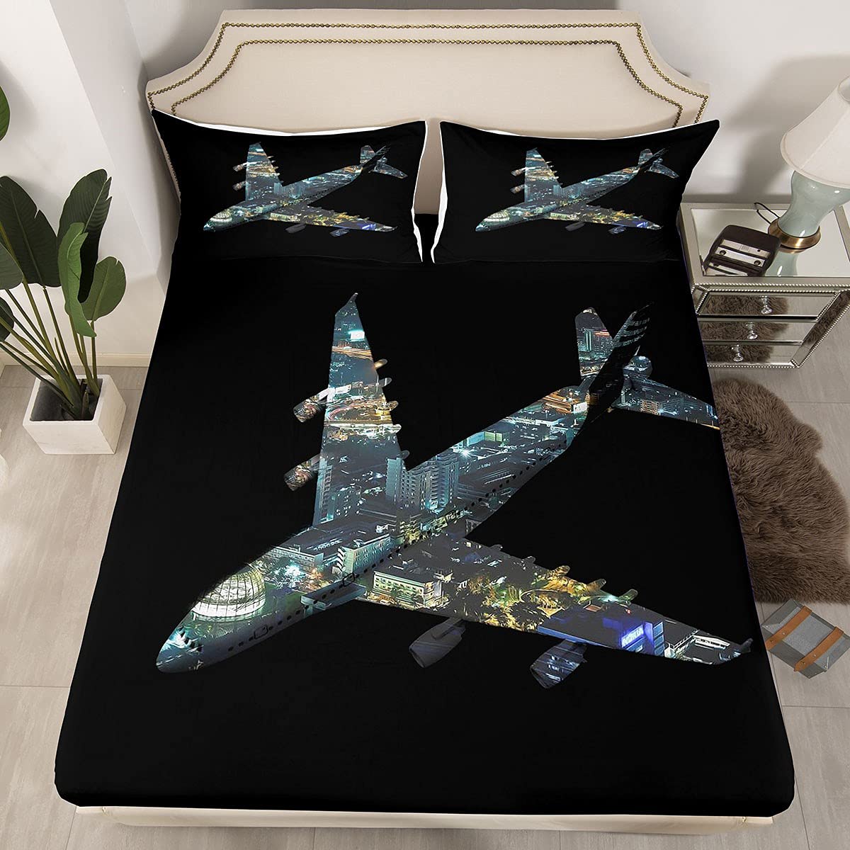 Parure de lit enfant 3 pièces avec drap housse 3D et taies pour lit double