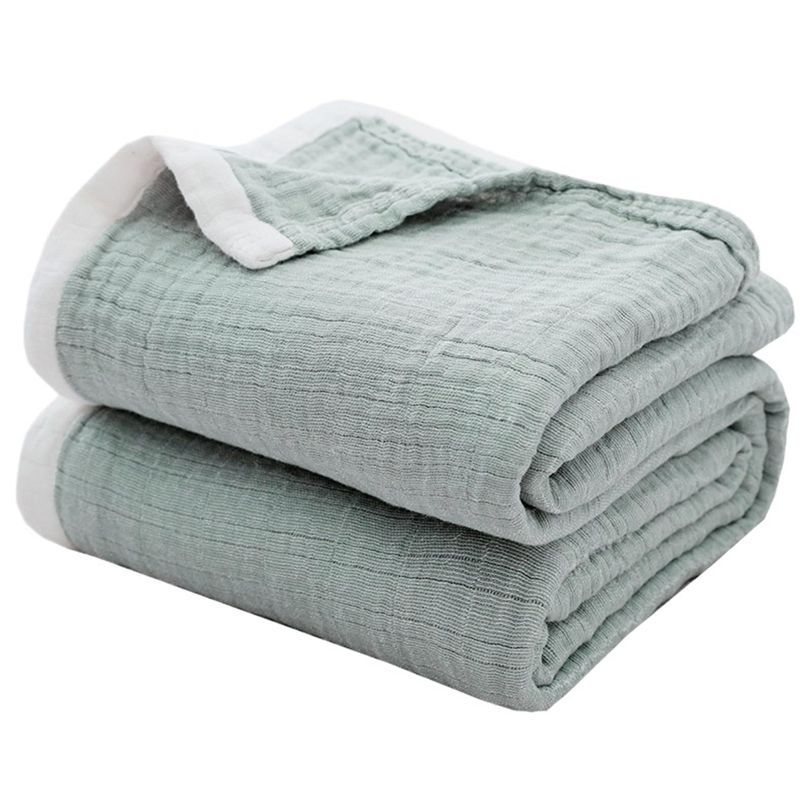 FIgpmwld Cotton Muslin 4-Layer Yarn Dyed Throw Blanket Multiple Sizes(Color3,150x200cm)