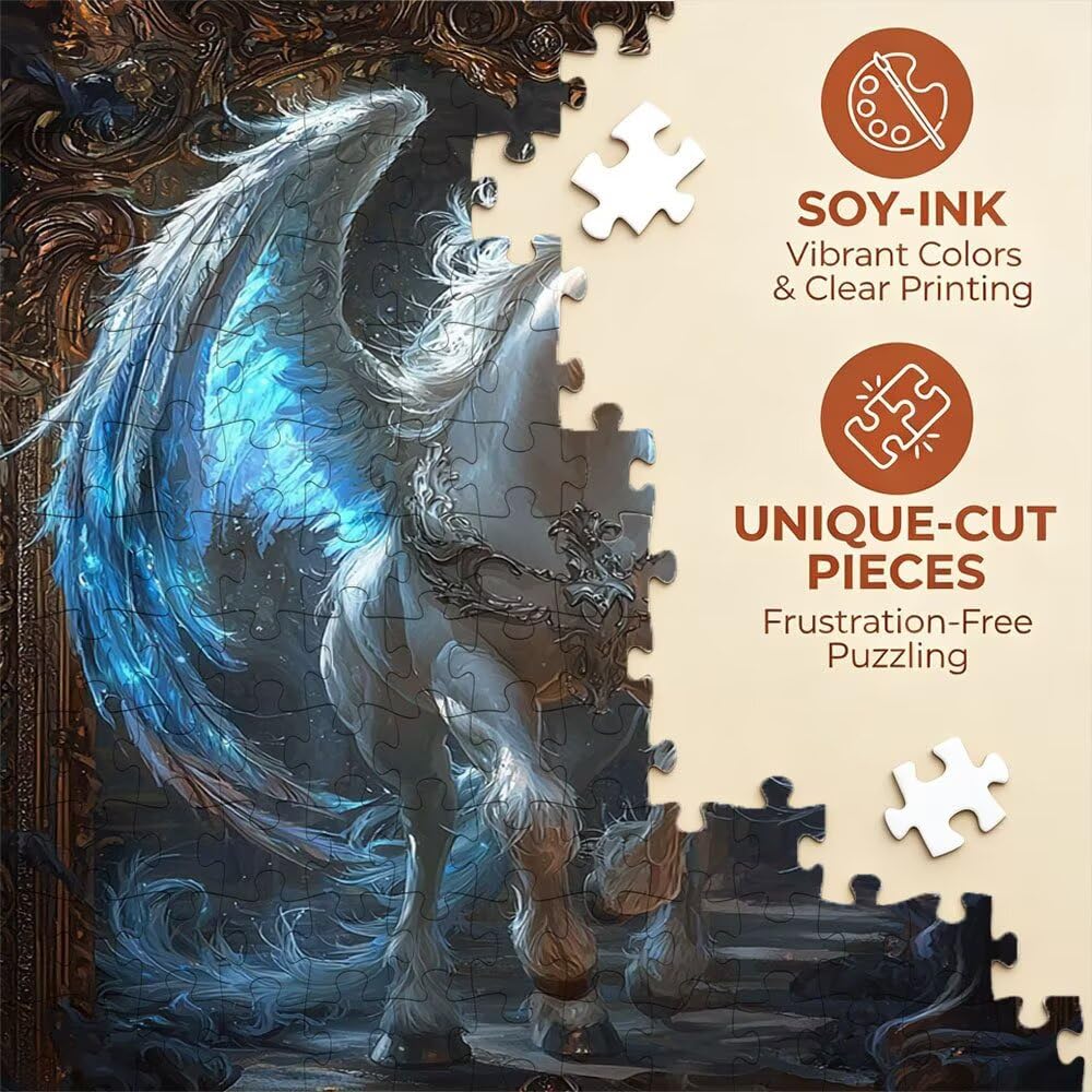 Puzzle 6000 sztuk, biały koń niebieskie puzzle dla dorosłych 6000, drewniane puzzle, klasyczne gry edukacyjne, niemożliwe wyzwanie, rodzina gier, kreatywny prezent DX0YL1-31