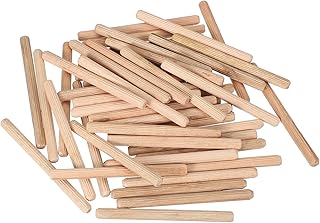 PATIKIL 50 Stück 8 x 100mm Holzdübel Set, Holzrillendübel Riffelholzdübel Holzstifte Dübel Set Gerillte Holzübelstifte Dübel Holz mit Rillen für Zimmerei Möbel Tür Kunsthandwerk Projekte