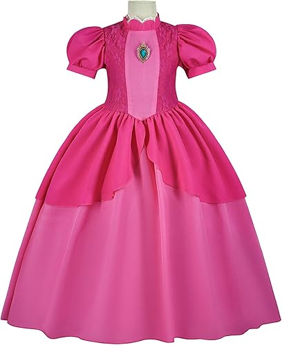 Miniatura 2 de Disfraz de princesa para niñas con corona, aretes azules, guantes, broche, melocotón, cosplay, Halloween, fiesta de cumpleaños