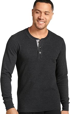 T-Shirts Long Sleeve Waffle Henley 