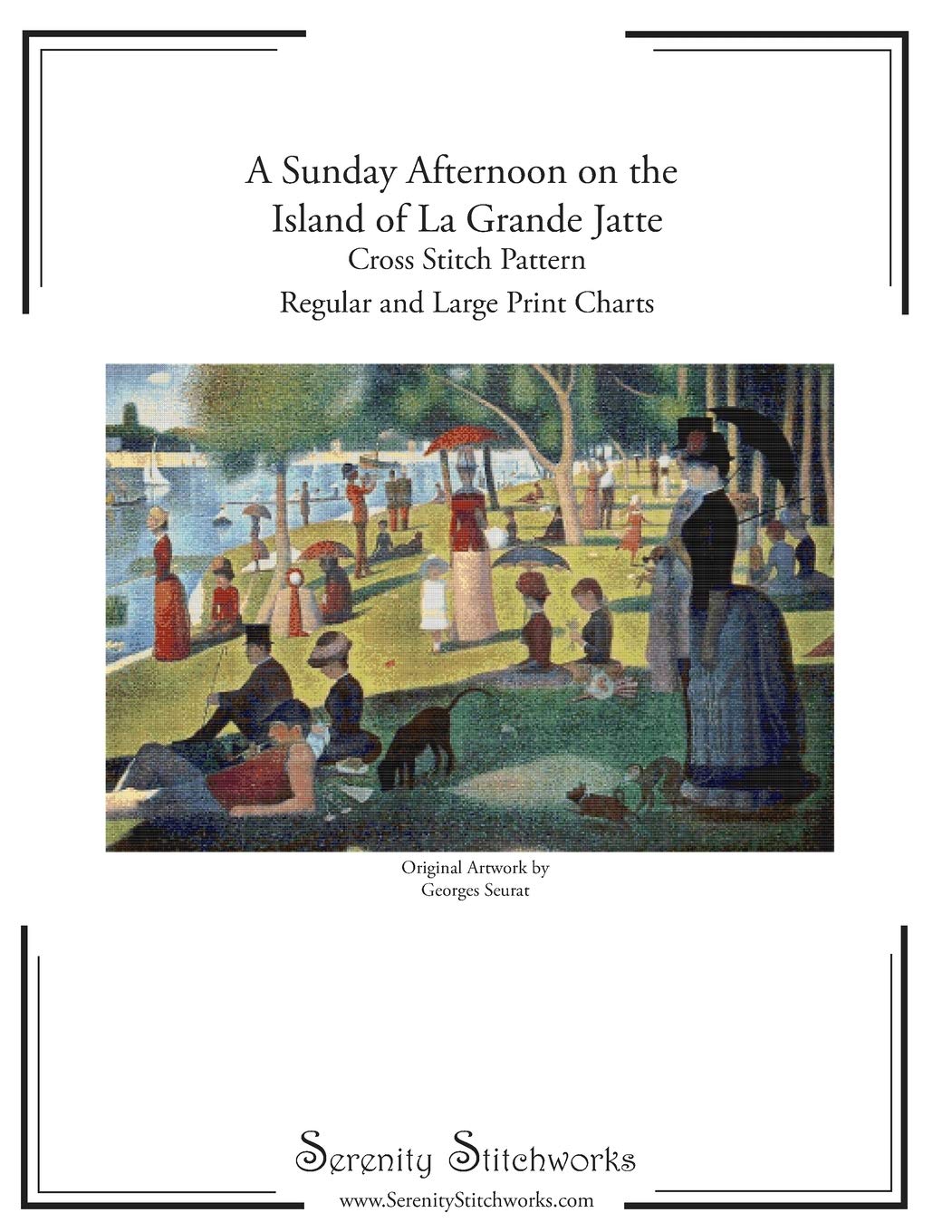 A Sunday Afternoon on the Island of La Grande Jatte Cross Stitch Pattern - Georges Seurat: Regular and Large Print Cross Stitch Chart