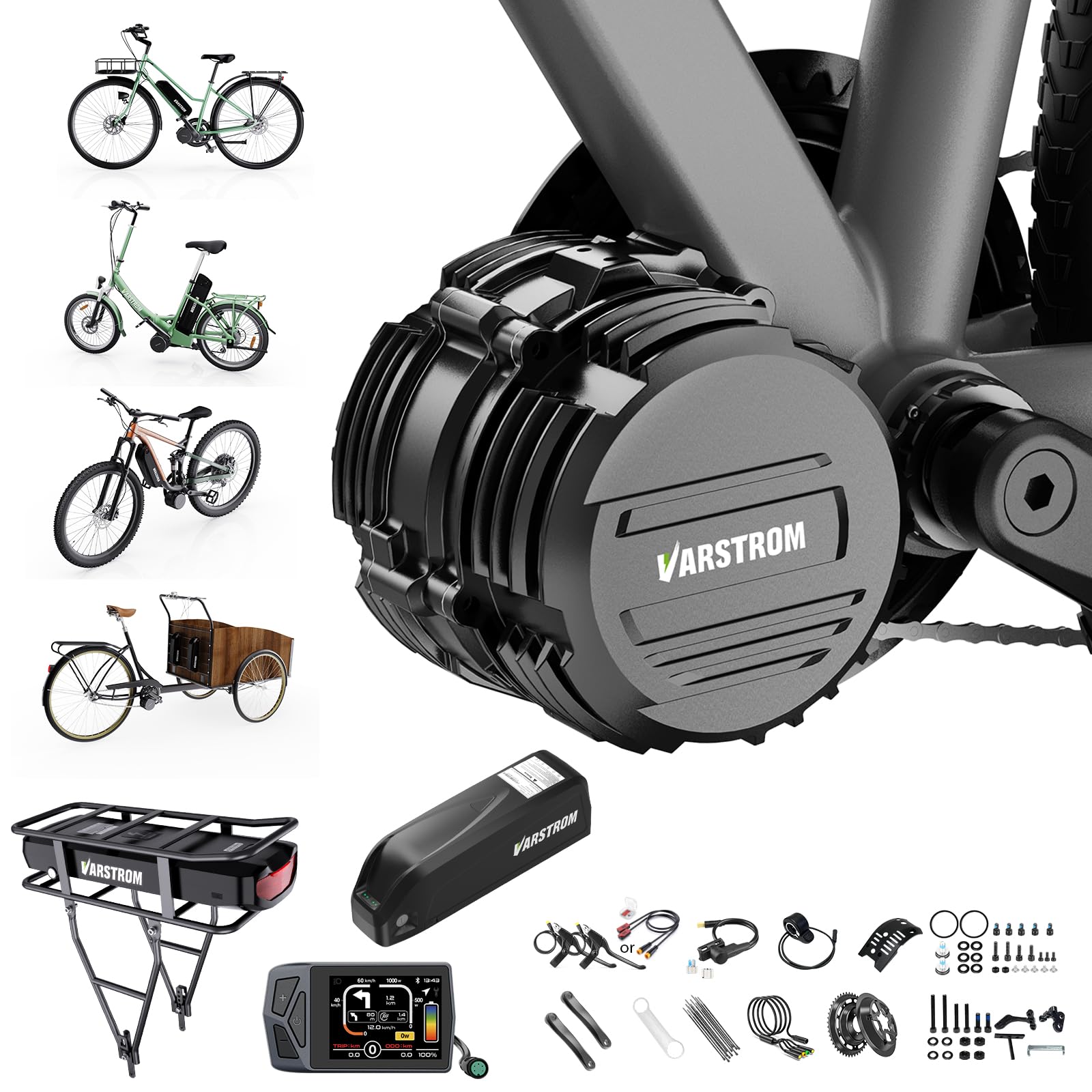TSDZ-2B Z8 Z16 500W/750W/1000W Torque Sense Mid Drive Ebike Conversion Kit | Ebike Motor with 160 N.m for Heavy Cargo & Hill Climb, Retrofit MTB/Road/Recumbent /Commuter Bike with 68-73mm BB Size