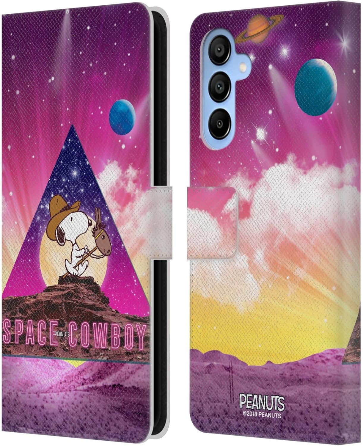 Head Case Designs Officially Licensed Peanuts Nebula Triangle Snoopy Space Cowboy Leather Wallet Case Compatible with Samsung Galaxy A16 5G