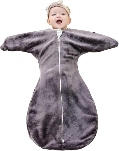 ZIGJOY Shark-Fin - Manta de transición  Saco de dormir de transición de forro polar de 2.0 tog para 6 a 9 meses, manta de felpa cálida para bebé con