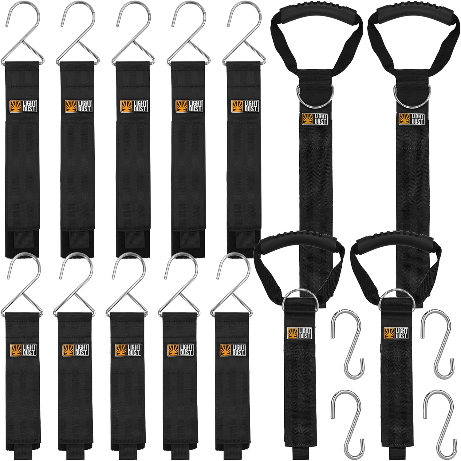 Hanging Extension Cord Holder - Handle Wrap Straps with S Hooks 14 Pack Heavy Duty Garage Organizer Tool Hangers - Garden Hose Power Electrical Cable Rope RV Shed Storage and Organization