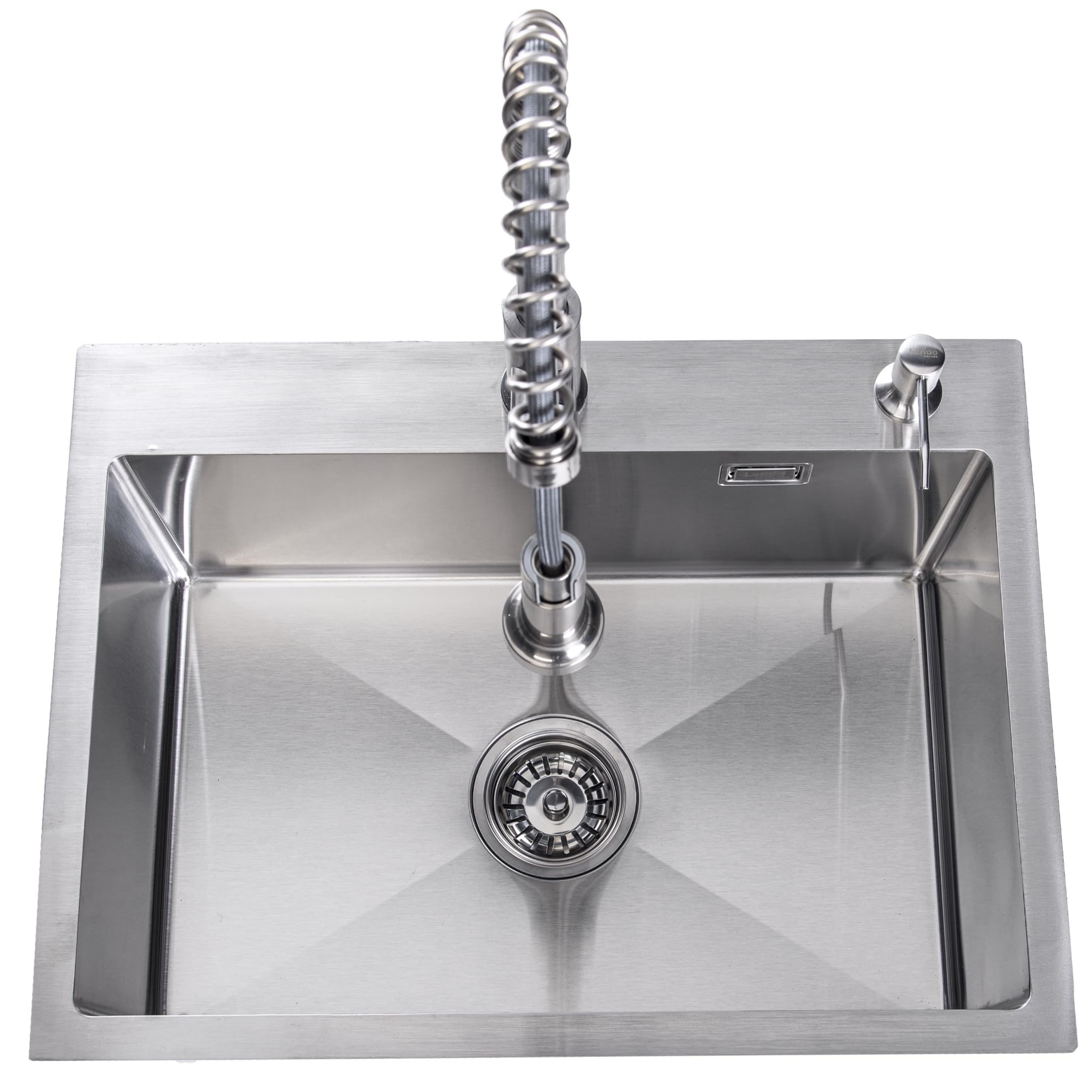 Évier de cuisine avec douchette 360 pour laver les grands plats dans un bac en inox 59cm
