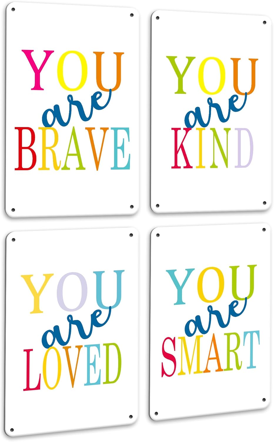 PHOPAGO 4pcs Inspirational Wall Metal Signs Art for Boys Girls Kids Room Decor 12×8 Inch Little Man Toddler Bedroom Motivational Quotes Nursery Room Decor