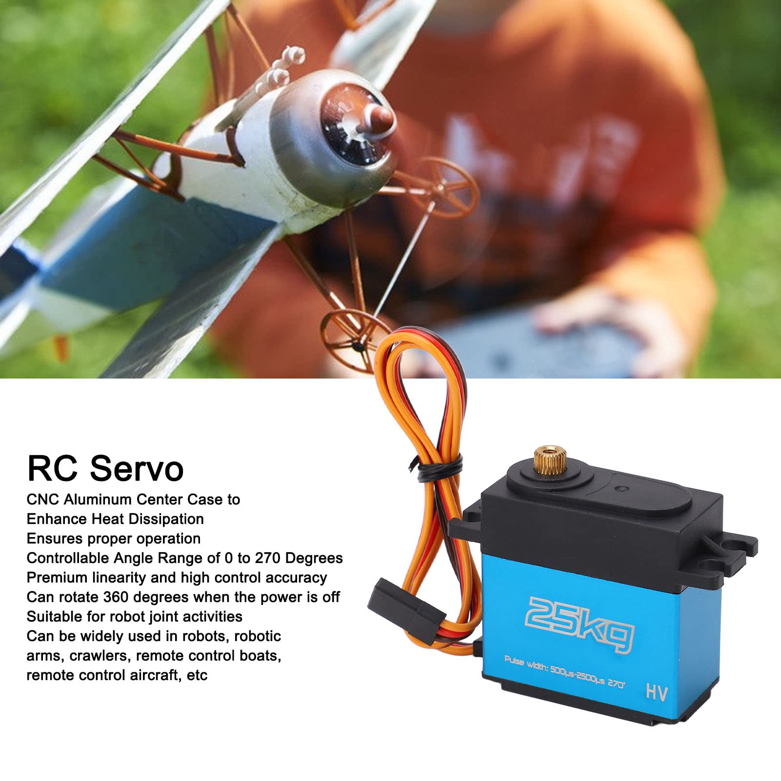Serwo RC 25KG Metal Gear Wodoodporny serwomechanizm cyfrowy 270 stopni z ramieniem 25T do 1/10 1/12 RC Car Robot Ship