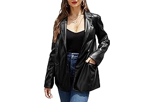 Women's Faux Leather Blazer Jackets/Shacket: Elevate Your Style for Spring and Fall