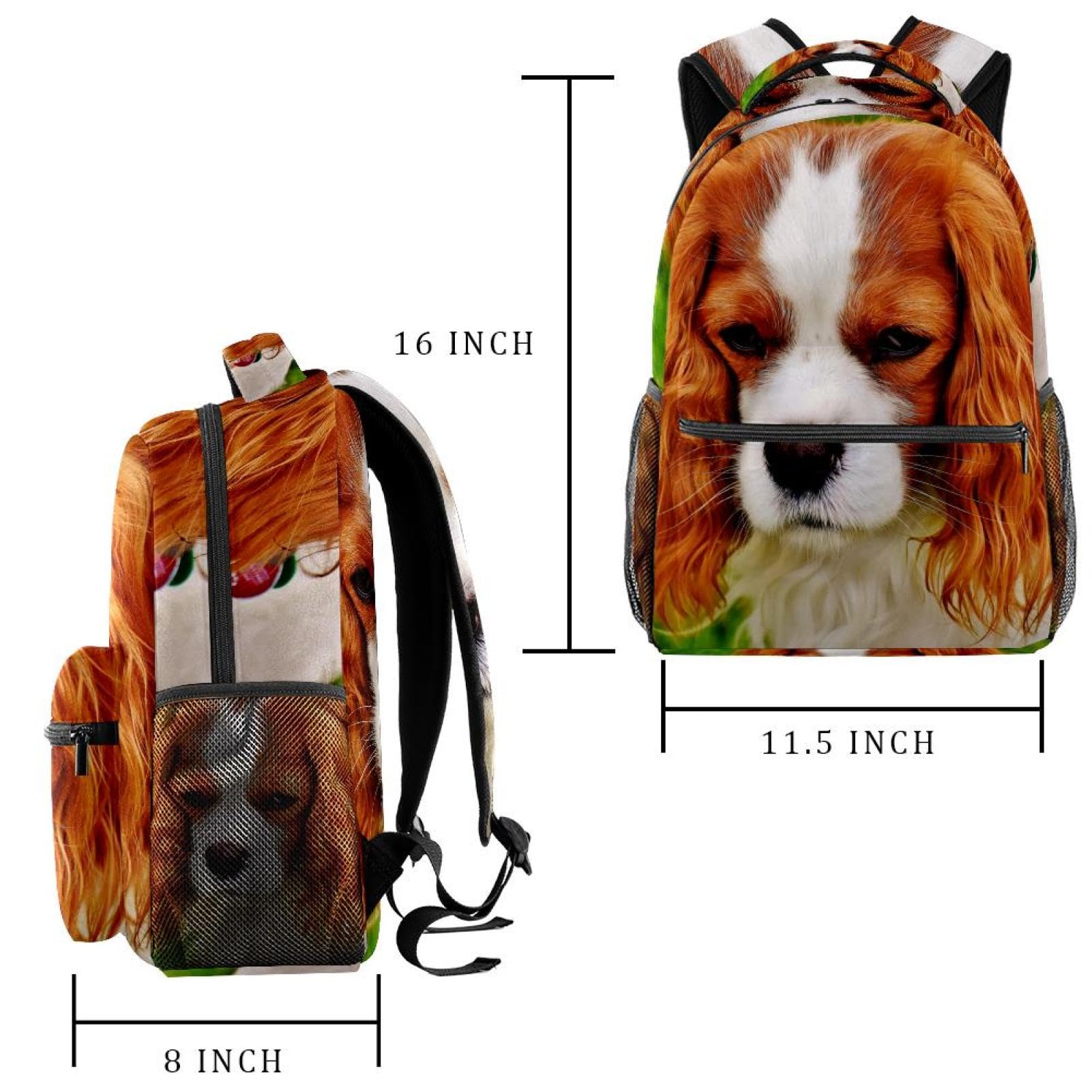 Zaino scolastico per uomini e donne, grazioso zaino da viaggio per laptop con cane a pelo lungo, leggero, zaino casual per libri