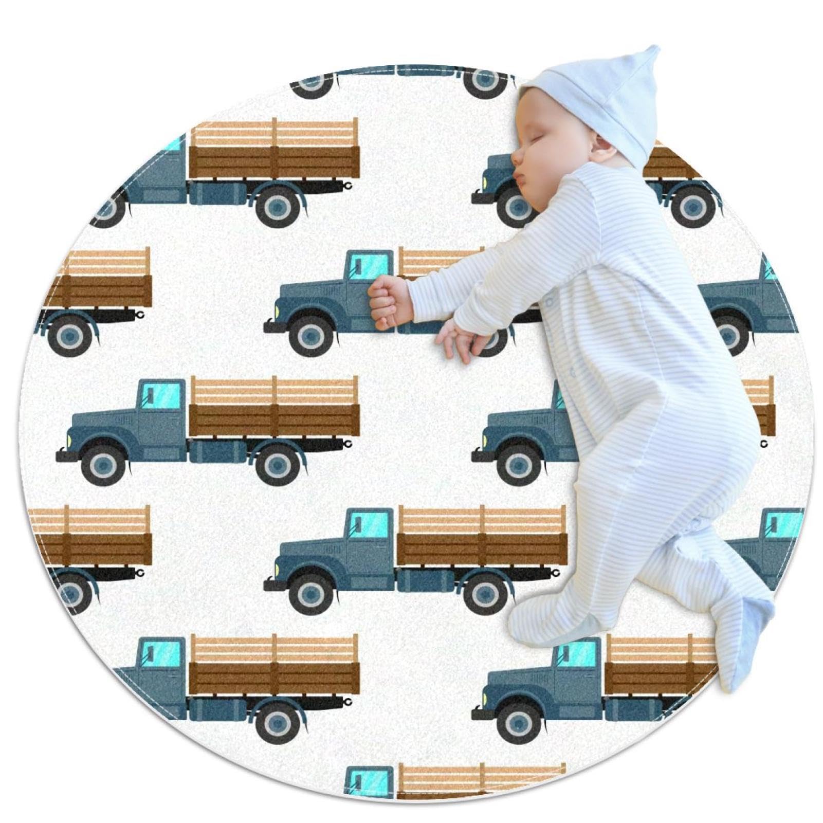 Tapis antidérapant de salle de bain rond 1m camions de ferme