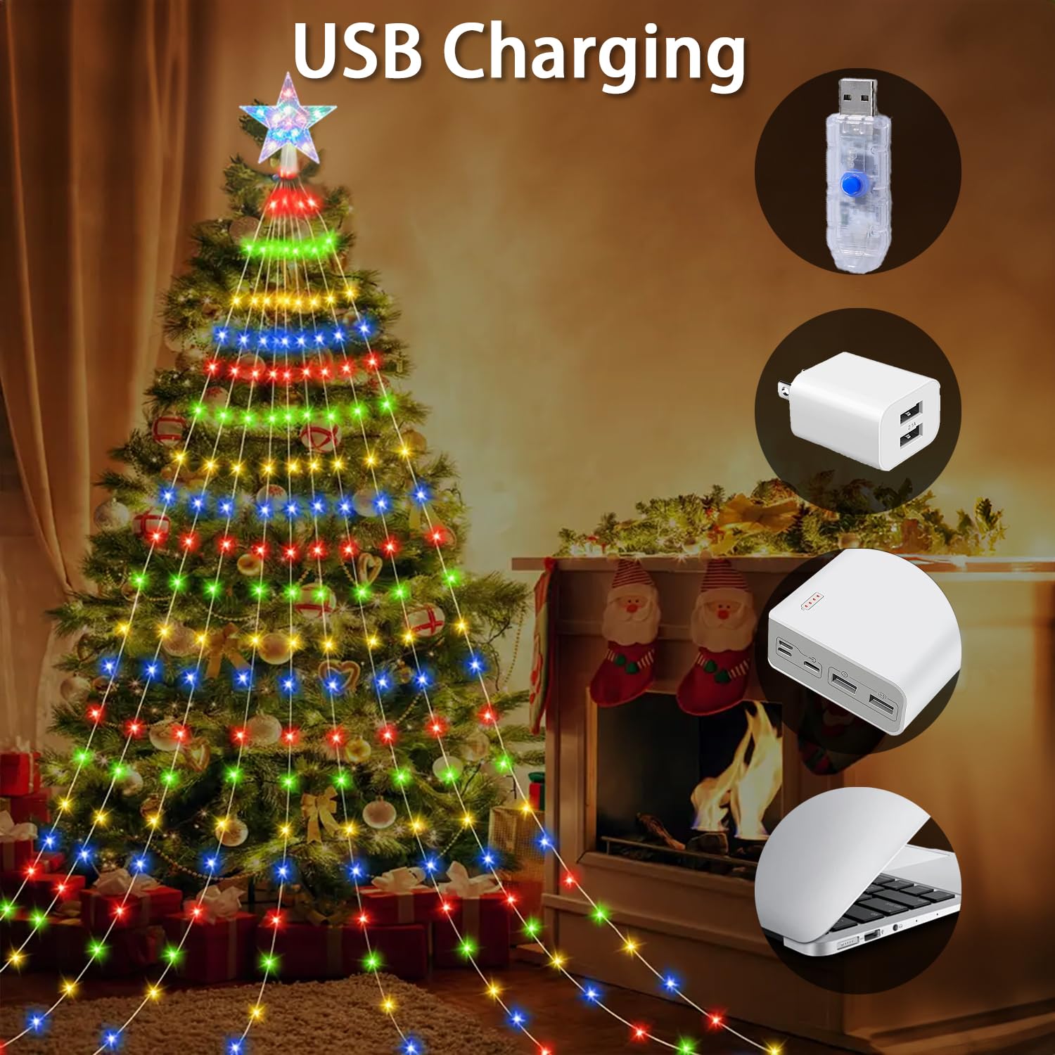 Luci Per Albero Di Natale 400 LED, 16 Fili Da 2m - Ghirlanda Circolare, 8 Modalità, Impermeabili IP44 Per Interno/Esterno