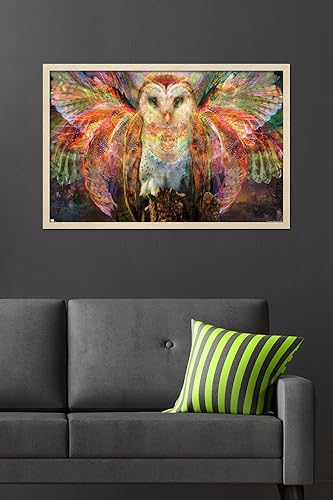 Vista 51 de Trends International Jumbie - Owl Wall Poster, 34L x 22.4W, Mahogany Framed Version