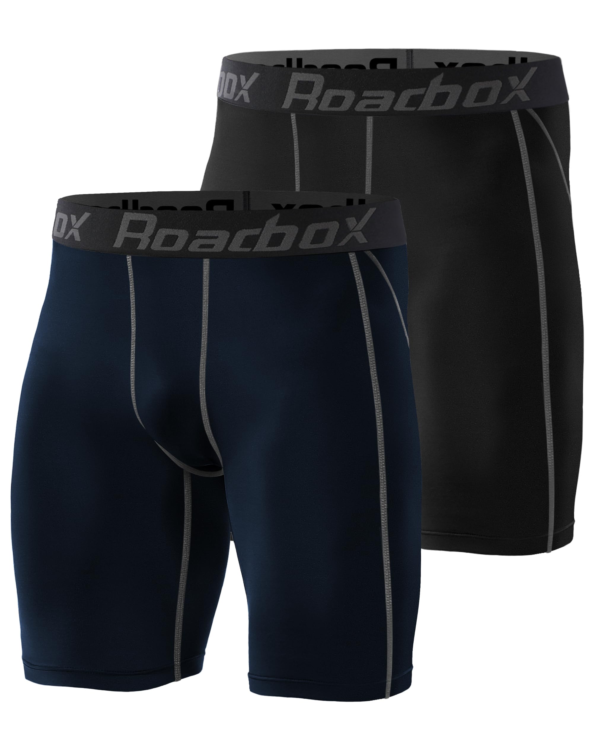 Roadbox 2er Pack Herren Kompressionsshorts, Schnelltrocknendes Baselayer Unterhose Tights Kurz Laufunterwäsche