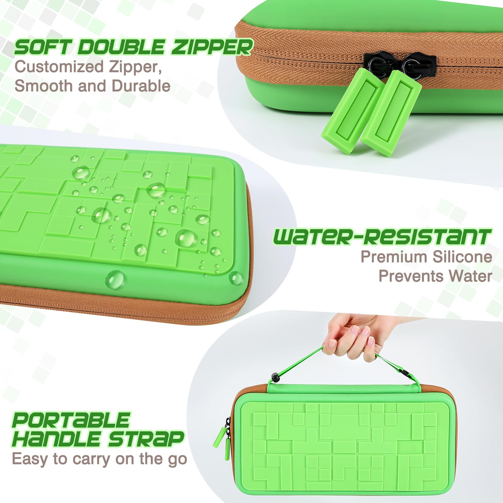 DLseego Custodia da Trasporto Compatibile con Switch 2 (2025),Kit di Accessori Fantastici per Switch 2 con Cover Morbida Agganciabile e 4 Impugnature per Pollice,Verde