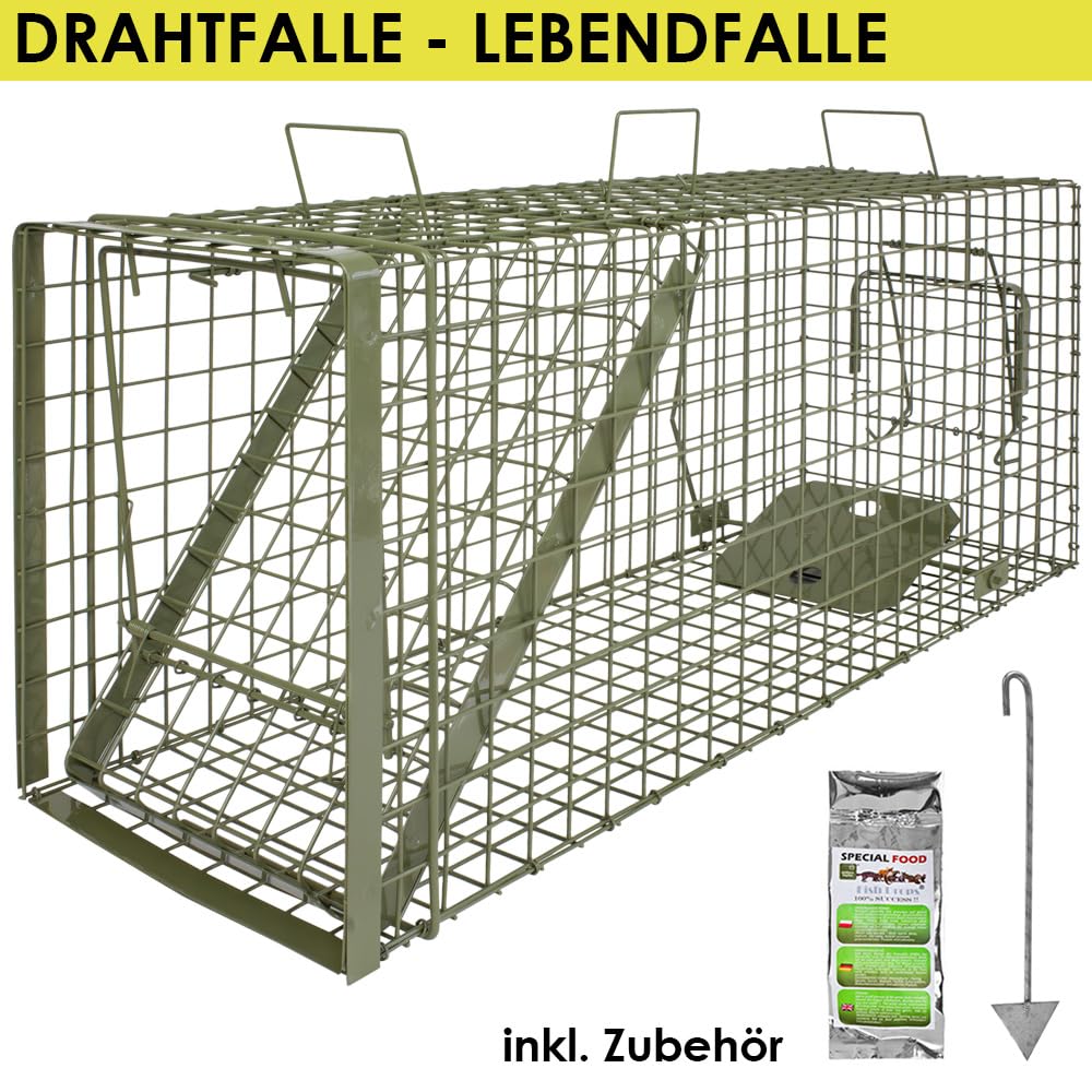Petigi Lebendfalle Grün Drahtfalle Marder Lebend Wiesel Garten Kaninchen Abwehr Umsiedeln Falle Haus Zubehör Ratte Vertreiben Dachboden Rattenfalle 105 x 34 x 42 cm