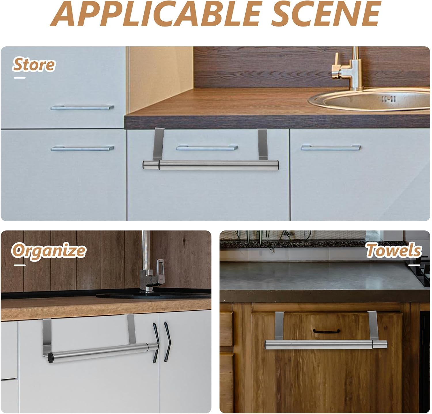 Cabinet Door Stainless Steel Telescopic Towel Rack for Kitchen Storage
